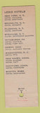 Matchbook Cover - Lebis Hotels Bostonian Hotel Boston MA