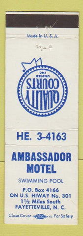 Matchbook Cover - Ambassador Motel Fayetteville NC WEAR