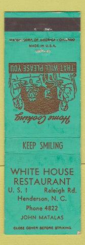 Matchbook Cover - White House Restaurant Henderson NC WEAR
