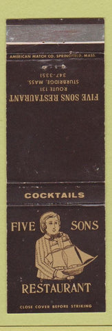 Matchbook Cover - Five Sons Restaurant Sturbridge MA