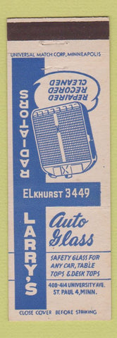 Matchbook Cover - Larry's Auto Glass Radiators St Paul MN
