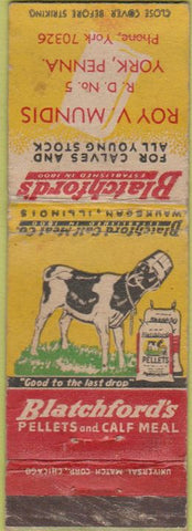 Matchbook Cover - Blatchford Cattle Feed York PA WORN