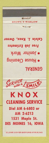 Matchbook Cover - Knox Cleaning Service Des Moines IA