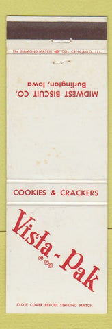 Matchbook Cover - Vista Pak Midwest Biscuit Cookies Crackers Burlington IA WEAR