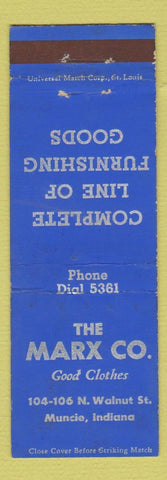 Matchbook Cover - Marx Clothing Store Muncie IN
