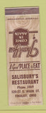 Matchbook Cover - Salisbury's Restaurant Findlay OH