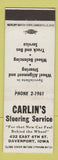 Matchbook Cover - Carlin's Steering Service Davenport IA