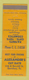 Matchbook Cover - Alexander's Cut Rate Drug Harrisburg PA