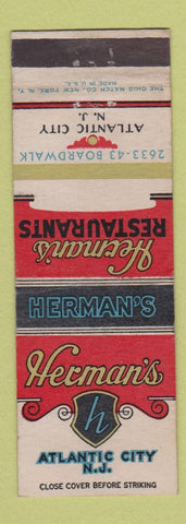 Matchbook Cover - Herman's Restaurant Atlantic City NJ