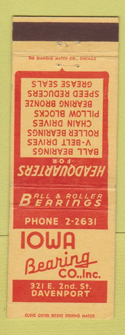 Matchbook Cover - Iowa Bearing Company Davenport IA
