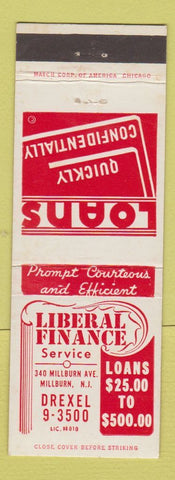 Matchbook Cover - Liberal Finance Service Loans Millburn NJ