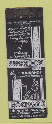 Matchbook Cover - Rockgas Imperial Gas oil Los Angeles CA POOR TAPED