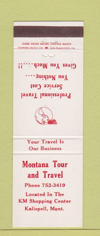 Matchbook Cover - Montana Tour and Travel Kalispell MT