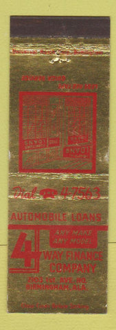 Matchbook Cover - 4 Way Finance Loans Birmingham AL