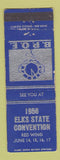 Matchbook Cover - 1956 Elks State Convention Red Wing MN WEAR