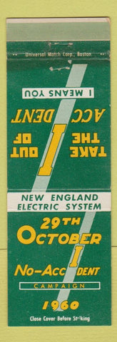 Matchbook Cover - New England Electric System No Accidents 1960