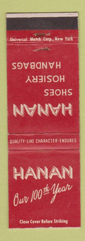 Matchbook Cover - Hanan Shoes Hosiery 1949 New York City Detroit Chicago