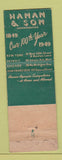 Matchbook Cover - Hanan Shoes Hosiery 1949 New York City Detroit Chicago