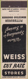 Matchbook Cover - Weiss Cut Rate Drugs Pittsburgh PA