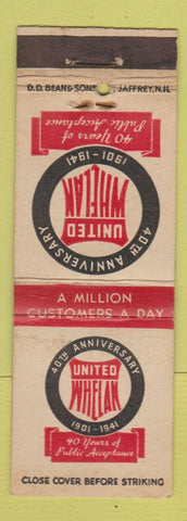 Matchbook Cover - United Whelan 1941 Store DD Bean WEAR