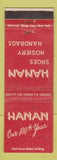 Matchbook Cover - Hanan Shoes Hosiery 1949 New York City Detroit Chicago