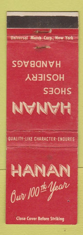 Matchbook Cover - Hanan Shoes Hosiery 1949 New York City Detroit Chicago