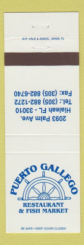 Matchbook Cover - Puerto Gallego Restaurant Fish Market Hialeah FL