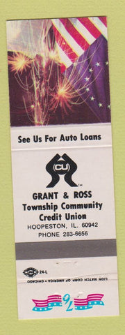 Matchbook Cover - Grant and Ross Credit Union Hoopeston IL