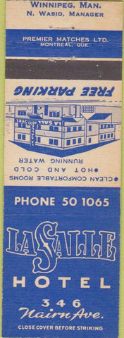 Matchbook Cover - LaSalle Hotel Winnipeg MB