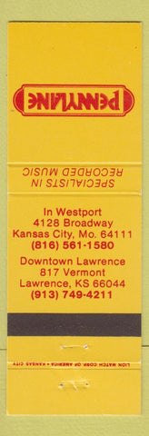 Matchbook Cover - Pennylane Kansas City MO Lawrence MO music