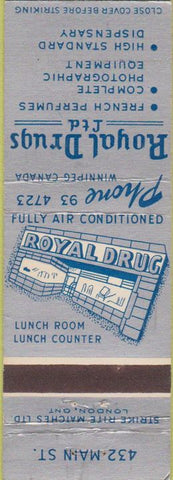 Matchbook Cover - Royal Drugs Winnipeg MB
