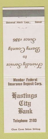 Matchbook Cover - Hastings City Bank Barry County MI