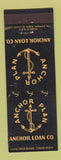 Matchbook Cover - Anchor Plan Loans San Francisco Los Angeles CA
