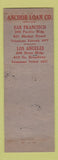 Matchbook Cover - Anchor Plan Loans San Francisco Los Angeles CA