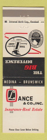 Matchbook Cover - Lance Insurance Real Estate Medina Brunswick OH