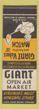 Matchbook Cover - Giant Open Air Market Norfolk VA grocery