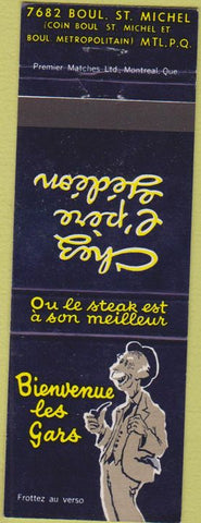 Matchbook Cover - Beienvenue Steak St Michel QC