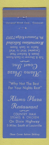 Matchbook Cover - Alamo Plaza Restaurant Louisville KY motel