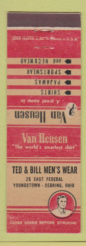 Matchbook Cover - Van Heusen Men's Clothes Ted & Bill Youngstown Sebring OH