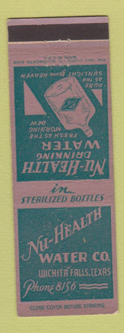 Matchbook Cover - Nu Health Water Wichita Falls TX
