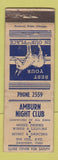 Matchbook Cover - Amburn Night Club Sandusky OH WORN