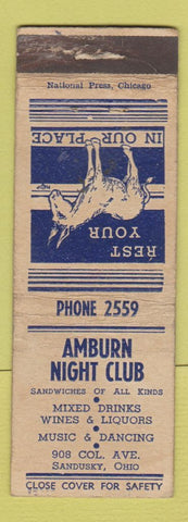 Matchbook Cover - Amburn Night Club Sandusky OH WORN