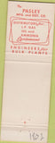 Matchbook Cover - SQS The Pasley Kansas City MO gas oil