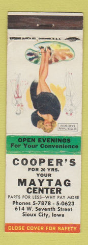 Matchbook Cover - Cooper's Maytag Center Sioux City IA pinup
