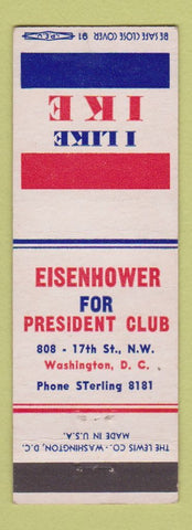 Matchbook Cover - Dwight D Eisenhower for President Washington DC
