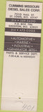 Matchbook Cover - Cummins Diesel St Louis MO