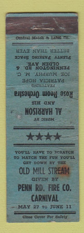 Matchbook Cover - Penn Rd Fire Company Carnival WORN