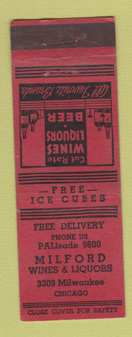 Matchbook Cover - Milford Wines and Liquors Chicago IL