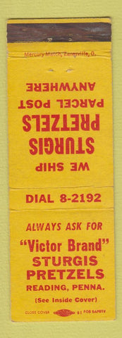 Matchbook Cover - Sturgis Pretzels Victor Brand Reading PA