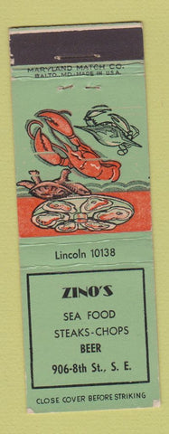 Matchbook Cover - Zino's Seafood Steaks